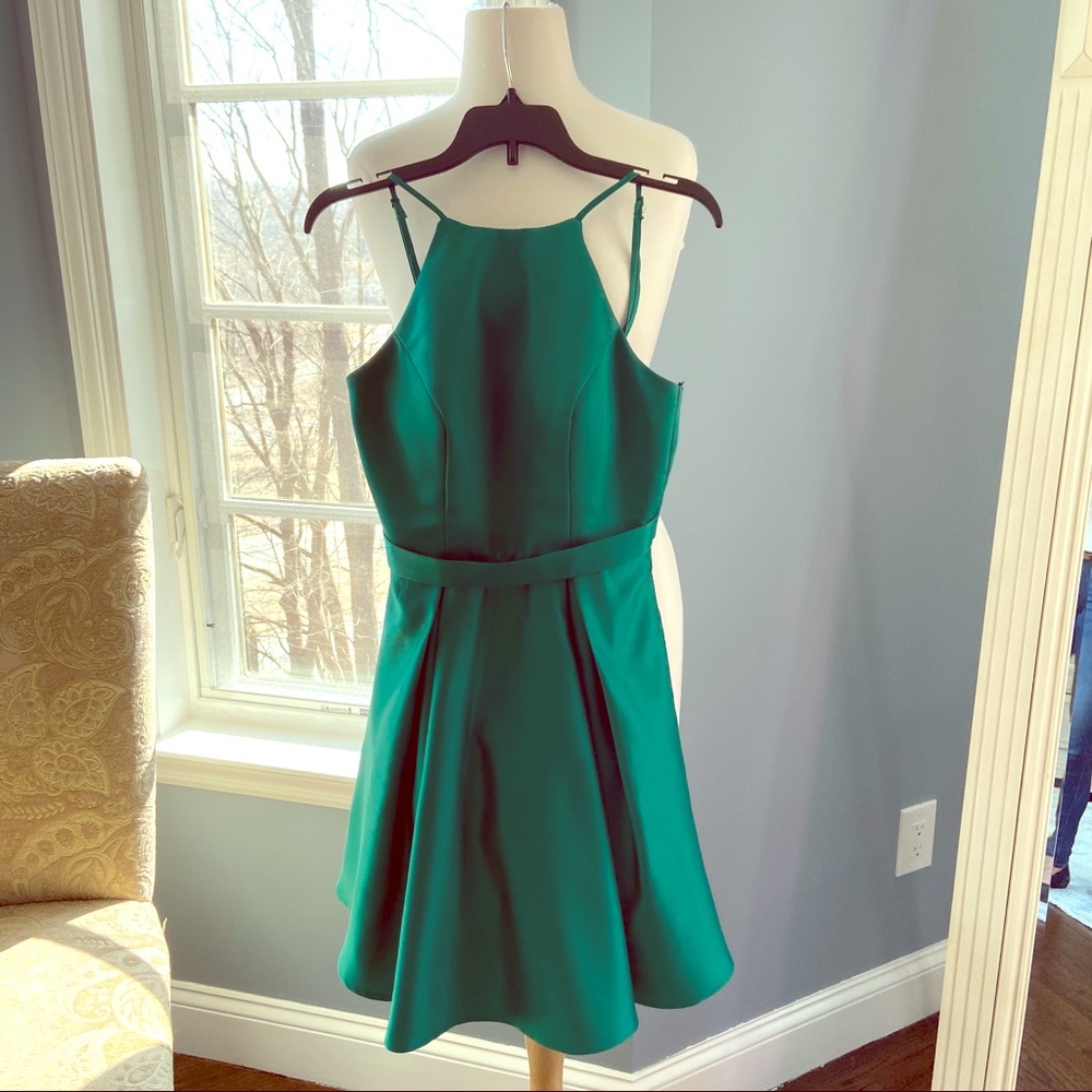 City Vibe Semi-Formal Teal Green Tea Length Gown👗